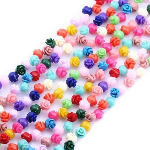 8mm Coral Flower Rose Beads Multicolor Mixed DIY Ornament Accessories jewellery making charms for bracelet making