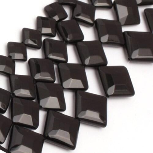 8-14mm Natural Faceted Square Shape Black Agates Beads For Jewelry Making Beads Bracelets 15inch Needlework DIY Beads Trinket
