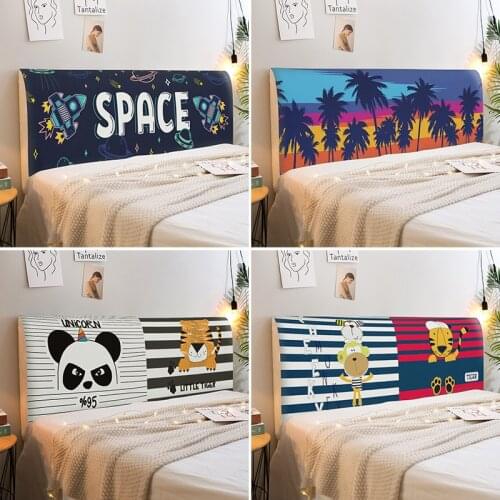 Nordic Cartoon Animal Printed Bedside Cover Bed Head Cover Full Enclosed Elastic Dust-proof Bed Head Cover/ Protective Cover