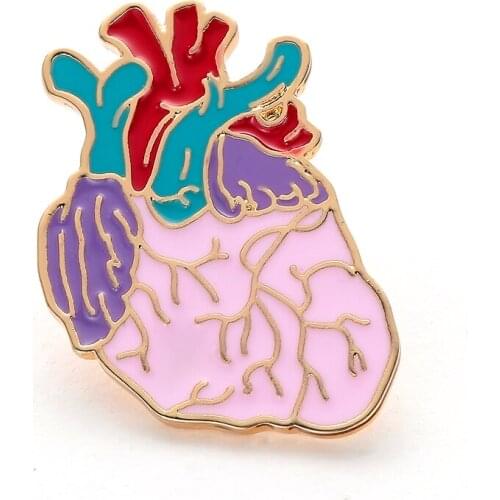 Enamel Heart Pin Badge Anatomical Brooch cute Christmas Gift Medical Pins for Backpack Women Nurse Metal Lapel Jewelry Wholesale