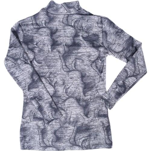 Autumn Winter Mens Print Tee Top Painting Printing Small High-Necked Long-Sleeved T-Shirt Tight Texture Soft Trim Fit Tees