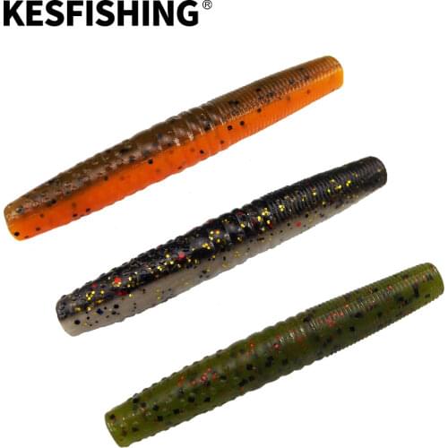 KESFISHING Fishing Worm Lures Soft Bait Plastic Lures Finesse Worm 65mm 4g Carp Fishing Wobblers Feeder Sinking Lure Spinner