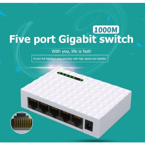 5 Port Gigabit Network Switch 1000Mbps RJ45 LAN Desktop Fast Ethernet Switching for Household Computer Accessories