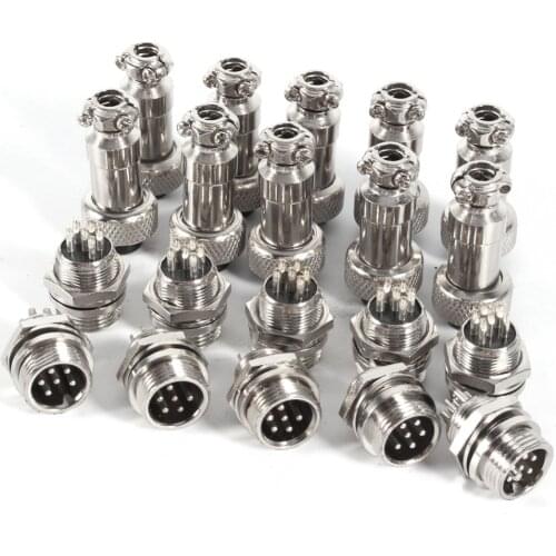 10Pcs GX12 Aviation Plug Connector 2/3/4/5/6Pin 12mm Male Female Circular Aviation Socket Plug Wire Panel Connector