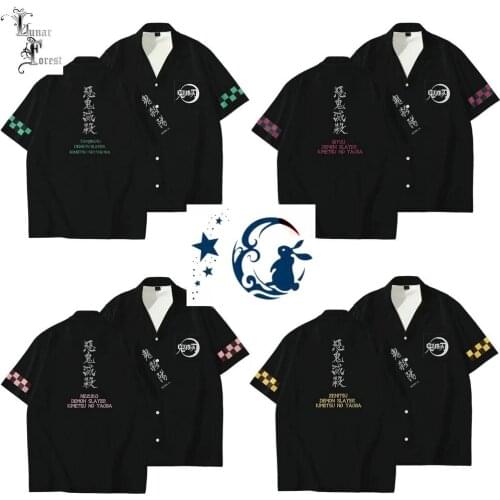 Cool Kisatsutai Style 3D Printing Unisex Shirt Women/Men Casual Summer Short Sleeve Loose Button Streetwear Overclothes 6XL