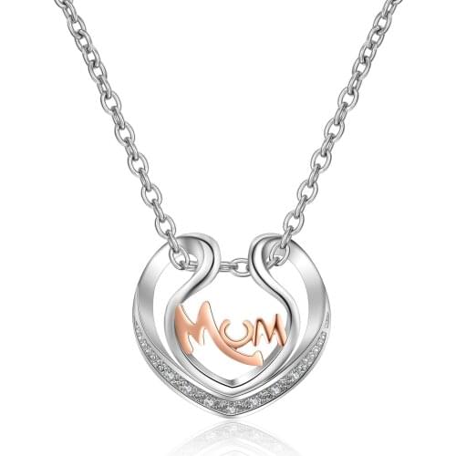 Exquisite Silver Color Heart Mom Pendant Necklace Mothers Day Gifts Jewelry Cocktail Party Anniversary Jewelry Accessories