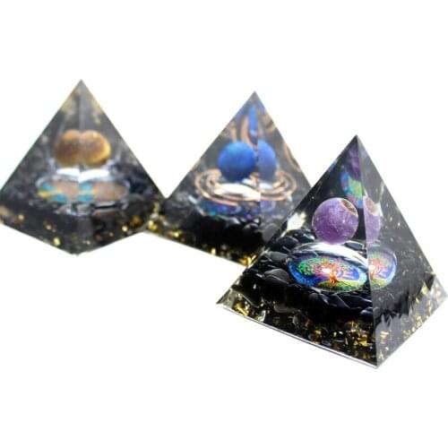 60cm Orgone Pyramid Tree of Life Symbol Healing Crystal with Stones Jewelry Energy Generator for Protection Meditation