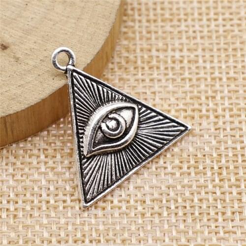 Charms for Jewelry Making Findings Handmade DIY Craft 10pcs Antique Silver Color 22x22mm Eye Of Horus Triangular Eye Pendant