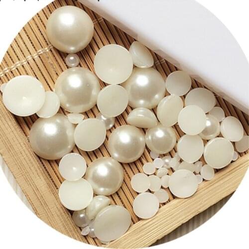 Half Round ABS Imitation Flatback Pearl Acrylic Beads DIY Decoration for Phone Nail Art