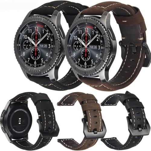 New 20mm Leather men leisure sport watchband For Samsung Gear S2 Frontier/Classic watches straps wristband bracelet watch band