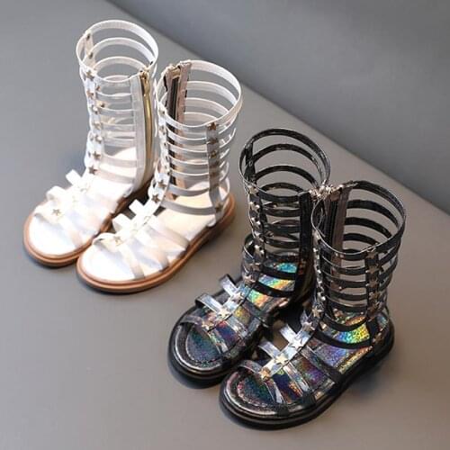 Kids Sandals Girls Sandals Summer Rivet High Top Roman Sandals Hollow Glitter Princess Sandals Beach Girls Shoes Kids Shoes