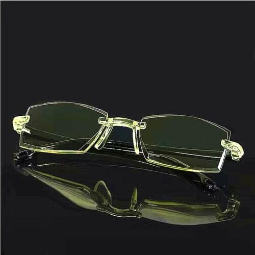 Ultralight Rimless Reading Glasses Anti Blue Light Radiation Computer Presbyopia Readers spectacleso Yellow Mirror Smart Zoom