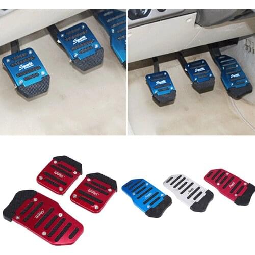 3Pcs Universal Car Pedals Cover For Manual Gear Auto Brake Clutch ,Non-Slip Stylish Design Treadle Aluminium PVC Car Accessories