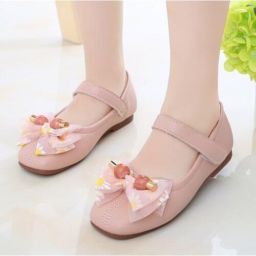 Spring Summer Girls Shoes with Flowers Fashion Princess Flats Shoes Hook&loop Children Shoes Anti-slippery Kids Shoes