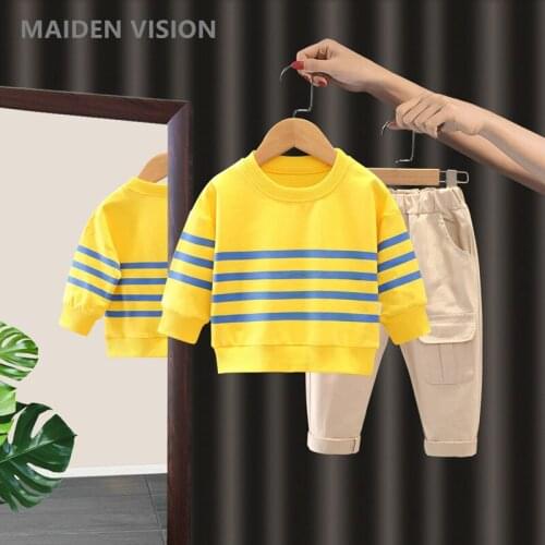 Spring Kid Boy Girl Clothing Casual Tracksuit T-shirt stripe T-shirt Sets Infant Clothes Baby Pants 1 2 3 4 5Yrs Childrens wear