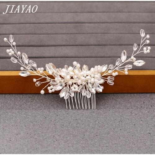 Pearl Rhinestone Comb Headband bridal Hair Comb Hair Accessories Women Wedding Head Ornament Pearl Flower Ladies Hair Jewelry