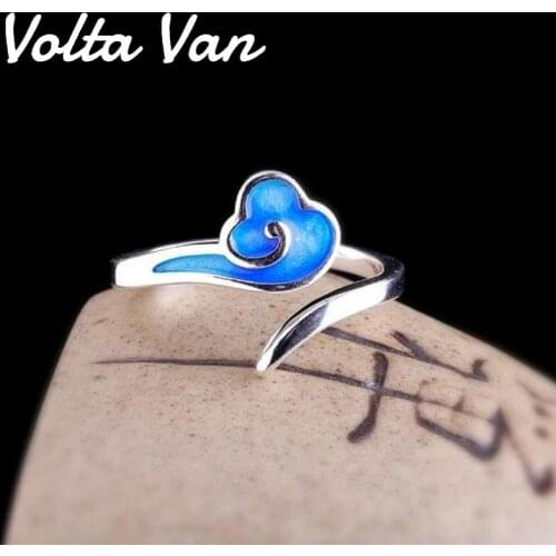 Volta Van Women Rings 925 Sterling Silver Clouds Fine Jewelry 2021 New Burning Blue Trendy Concise Fashion Opening Rings Party