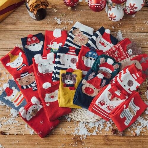 Womens cozy soft warm breathable coral wool socks cartoon embroidered thicken Autumn /Winter warm socks floor socks terry socks