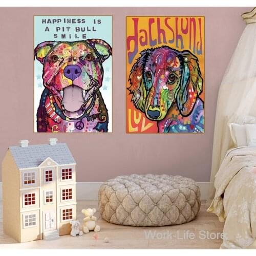 Animal Pet Dachshund Dog Oil Painting Art Posters and Prints Canvas Street Art Modern Wall Picture Kids Room Cuadros Home Decor