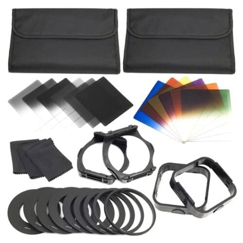 1 set Filters + Ring Adapter FOR cokin p series LF142, 6pcs ND Filters + 6pcs Gradual Color Filter + 9pcs Ring Adapter