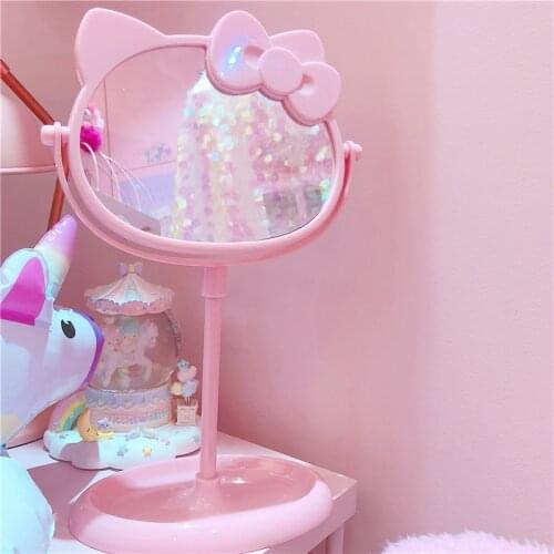 1pc Cute New pink cartoon Mirror Cartoon Make Up Desk Mirror for girls