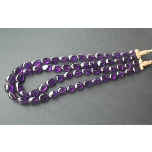 10pcs natural amethyst smooth-faced beads 15.6-14.0 Inches