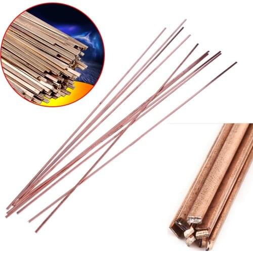 10pcs Copper 3x1.3x400mm Low Temperature Flat Soldering Rods For Welding Brazing Repair Copper Electrode
