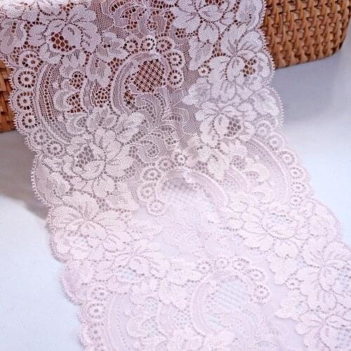 2 Yards 17 cm Wide Elastic Stretch Lace Trim light pink For Bra Clothes Accessories Dress Sewing Applique Lingerie Lace Fabrics