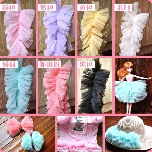 3Yard/Lot Super dense Puff Fungus Pleated Mesh Lace Trim Width 9cm/13cm Headwear Doll Clothes Wedding Fabric Accessories