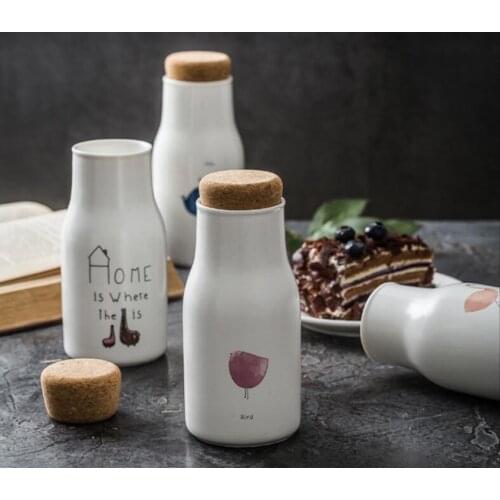 380ML Handy Coffee Milk mugs Office Outdoors Travel Matte Water Cup Cartoon Animal Water Bottle Ceramic Cup Mug