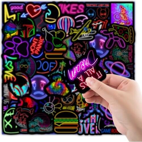 50 Pcs Reflective Stickers Glow In The Dark Wall Fashion Funny Luggage Mobile Phone Computer Notebook Decals Decorative