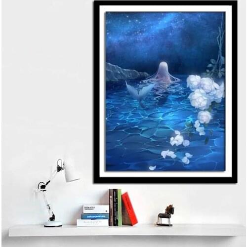 Diamond Painting Full Of Diamonds Cartoon Mermaid Cross Stitch Diamond Embroidery Bedroom Living Room Home Decoration Products