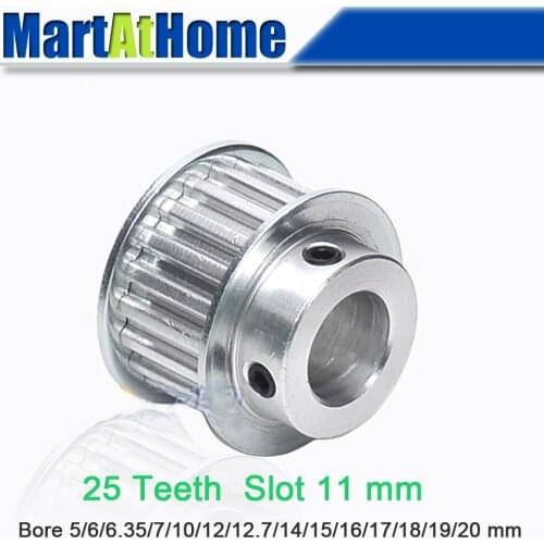 Aluminum Timing Pulley XL25 25T 25-Teeth Slot Width 11mm BF-type Boss 30/32mm Bore 5~20mm for 3D Printer