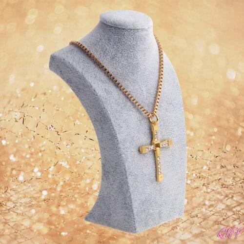 Velvet Mannequin Bust Jewelry Necklace Pendant Neck Model Display Stand Holder
