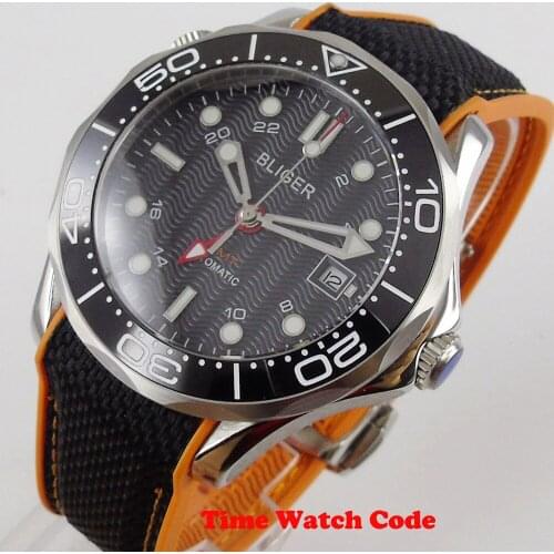 Bliger 41mm GMT Automatic Men‘s Wristwatch Black Dial Date window Luminous hands sapphire glass cerzmic bezel rubber strap clock