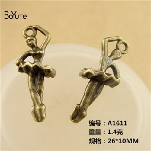 BoYuTe (100 Pieces/Lot) 26*10MM Antique Bronze Plated Alloy Ballerina Dancer Girls Charms Pendants for Bracelet Jewelry Making