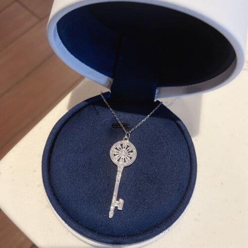 925 sterling silver jewelry with sun flower key clavicle chain fashion necklace for female birthday party gifts wholesale