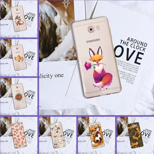 Kawaii Fox Animal Cute Flower Cartoon Phone Case For Samsung Galaxy C5 C7 C9 Pro Soft Silicone Cover For Samsung Galaxy C5 C7 C8