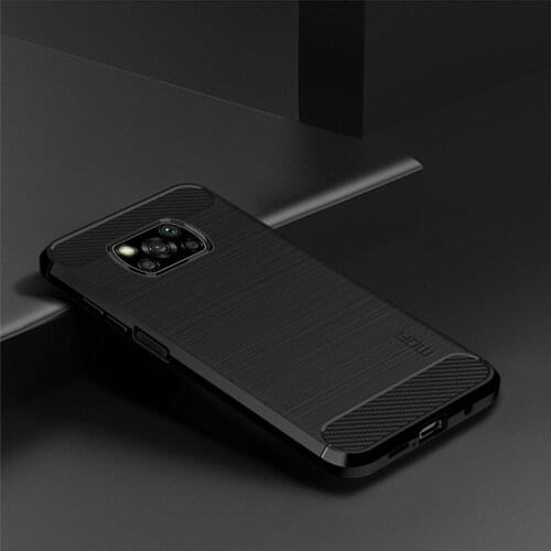 For Xiaomi Mi 10T Pro 10 t 5G Mi 10T Lite MOFI Silicone Soft TPU Case For Xiaomi POCO X3 NFC M3 Brushed Carbon Fiber Coque