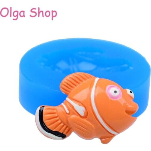 DYL189 Fish Silicone Mold Cupcake Topper Cake Decorating Fondant 29mm - Polymer Clay Sugarcraft Cake Decorating Mould