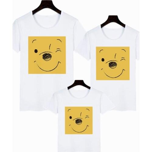 Baby Girl Boy Harajuku T Shirt Summer Winnie the Pooh Graphic Brothers and Sisters Parents' T-shirt Funny Kawaii Streetwear Top