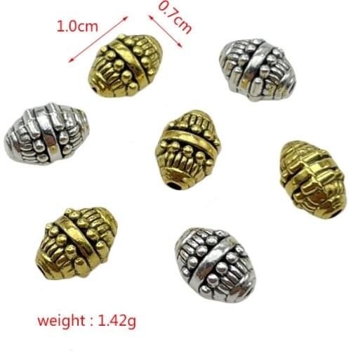 JunKang alloy 2 colors oval pitted flower pattern spacer beads DIY making bracelet necklace jewelry spacer connector