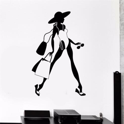 Beautiful Woman WallDecal Fashion Sexy Girls Clothes Shop Mural PVC Wall Sticker Clothing Store Beauty Salon Bedroom Decoration