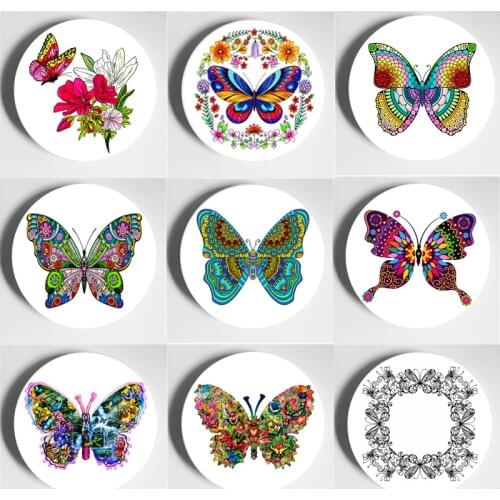 Colourful butterflies Illustration Decorative Plate Creative Ceramic Art Plate Beautiful Home Hotel Restaurant Wall Plate