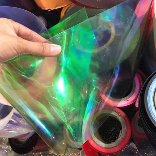Sequins Sheet Transparent Green AB 15.8cm*400cm Sequins Raw Material PVC Arbitrary Cutting For Crafts Wedding Arrangement