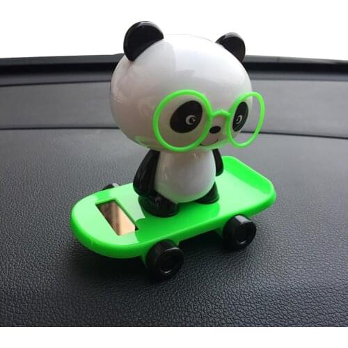 Cute Solar Powered Car Dashboard Home Desk Decor Dancing Panda Swinging Toy Gift Car Ornament