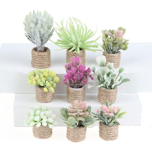 Mini Flower Potted 1:12 Dollhouse Miniature Potted Green Plant Doll Home Decor