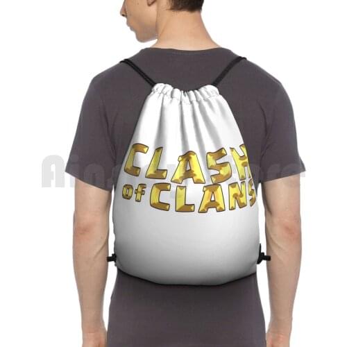 Clash Of Clan ( Coc ) Mobile Gaming ( Mobile Game ) Backpack Drawstring Bags Gym Bag Waterproof Shock Clan Clans Funny