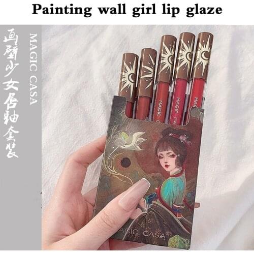 5Pcs Sexy Liquid Lipstick Set Matte Velvet Lip Gloss Paste Lip Glaze Moisturize Long Lasting Lip Tint Cosmetic Kit