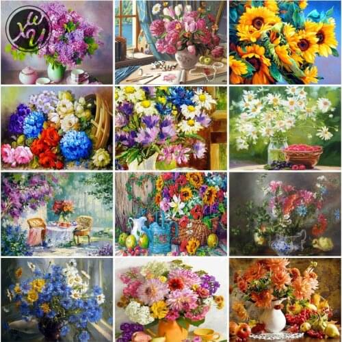 Diamond Painting Kits for Adults Beautiful Flowers Rhinestones Embroidery Cross Stitch Diy Full Drill Mosaic Art for Home Decor